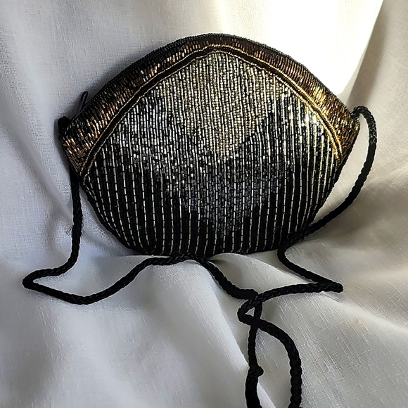 Vintage Carla Marchi Black and Gold Beaded Evening Shoulder/Crossbody Bag, $40 - Picture 1 of 7